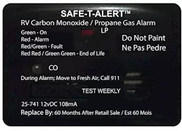 Safe-T-Alert 25 Series Mini RV Dual CO/LP Alarm - Black, Surface Mount