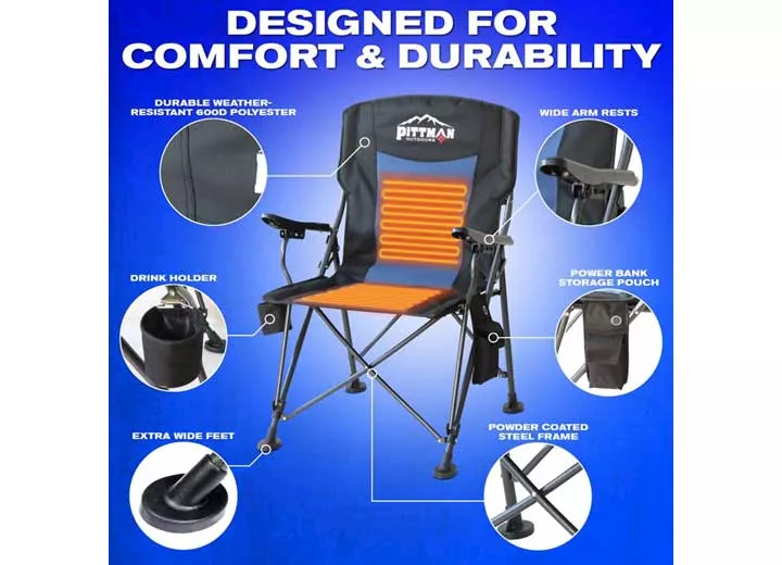 Pittman outdoors portable heated camping chair