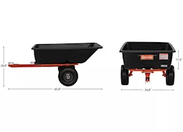 Agri-Fab Inc Utility poly cart, 12in, 15in x 6in pneumatic tires, holds 12cu ft, orange/black
