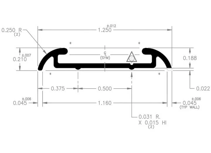 AP Products Flat trim w/ insert- mill- 16 ft