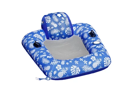 Aqua Pro Supreme oversized zero gravity lake chair 48in x 48in hibiscus pineapple royal blue w/docking Main Image