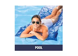 Aqua Pro Resort 3-in-1 fold & go pool float, mat & lounge; ripstop- hibiscus pineapple royal blue 71in x 33in