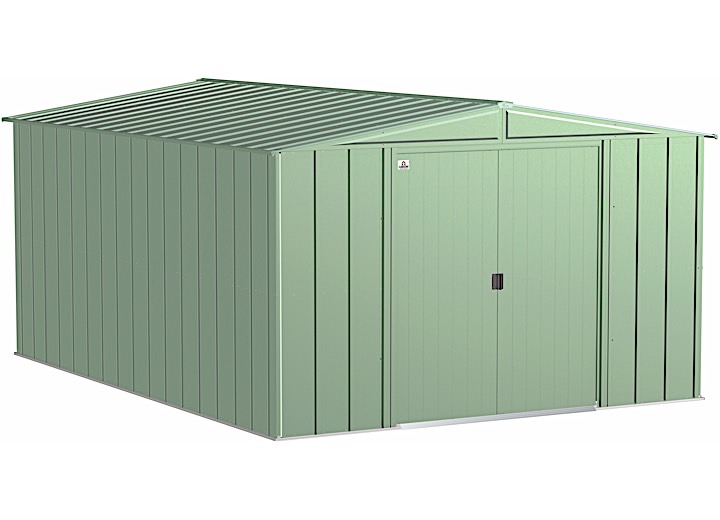 ARROW CLASSIC STEEL STORAGE SHED – 10 FT. X 14 FT. SAGE GREEN