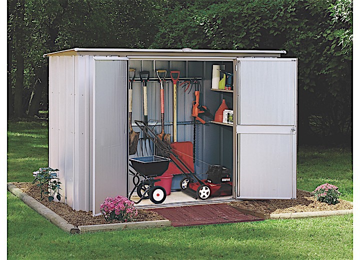 ARROW GARDEN SHED - 8 FT. X 3 FT. EGGSHELL/TAUPE