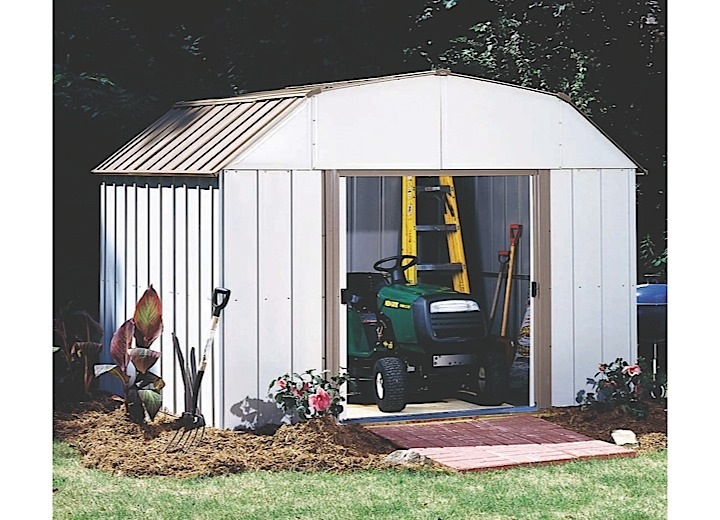 ARROW LEXINGTON STEEL STORAGE SHED - 10 FT X 8 FT. - EGGSHELL/TAUPE