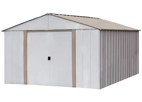 Arrow Oakbrook Steel Storage Shed - 10 ft. x 14 ft. Eggshell/Taupe