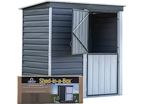 Arrow Shed-in-a-Box Steel Storage Shed - 6 ft. x 4 ft. x 6.5 ft. Charcoal with Cream