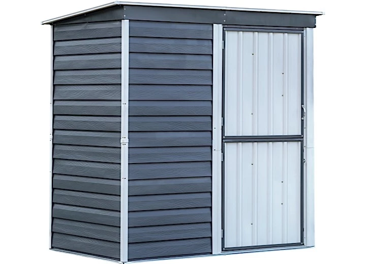 Arrow Shed-in-a-Box Steel Storage Shed - 6 ft. x 4 ft. x 6.5 ft. Charcoal with Cream