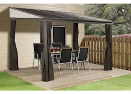 ShelterLogic Portland wall-mounted hardtop gazebo; 10ft x 12ft; steel roof; dark brown