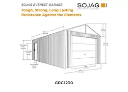 SOJAG Everest Wind & Snow Rated Steel Garage - 12 ft. x 30 ft. x 10 ft. Charcoal