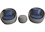 Allspace Wicker Barrel Oval Outdoor Lounge Chair & Table Set (3-Piece) – Navy