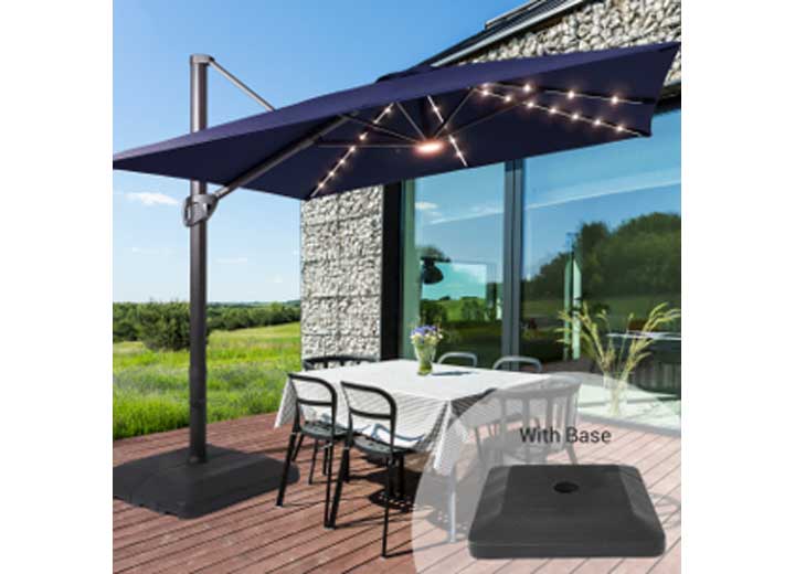 Allspace 10FT BY 10FT SQUARE SOLAR-POWERED LED LIGHTS CANTILEVER PATIO UMBRELLA, SAND