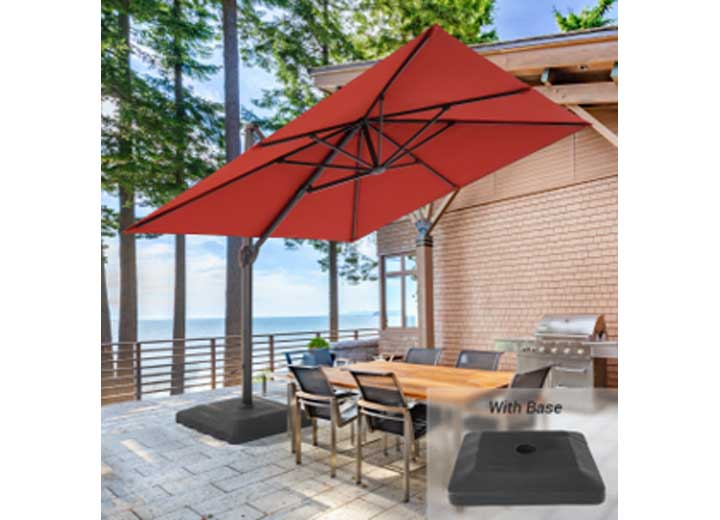 Allspace 10FT BY 10FT SQUARE CANTILEVER PATIO UMBRELLA, RED