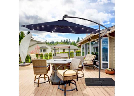 Allspace 10ft solar-powered led lights cantilever patio umbrella, navy blue Main Image