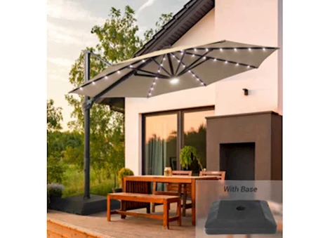 Allspace 11ft solar-powered led lights cantilever patio umbrella, gray