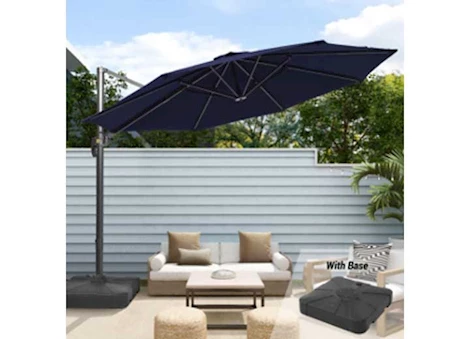 Allspace 11ft solar-powered led lights patio cantilever umbrella w/base, sand