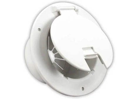 B&B Molders DELUXE ROUND ELECTRIC CABLE HATCH W/BACK, POLAR WHITE