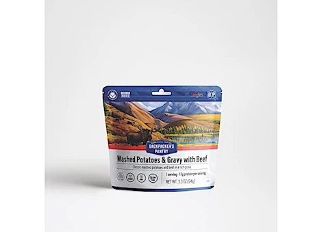 Backpacker's Pantry MASHED POTATOES & GRAVY W/BEEF, 1-SERVE, GLUTEN FREE (6 POUCHES)