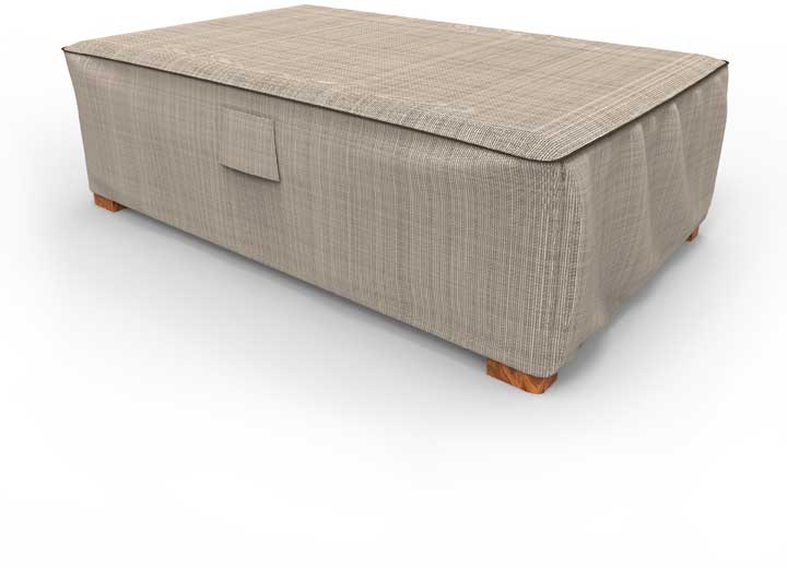 Budge Industries English Garden Patio Ottoman / Coffee Table Cover, Large - Tan Tweed