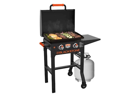 BLACKSTONE ON THE GO 22” STRAIGHT LEG CART GRIDDLE WITH HOOD - USES A 20 LB. PROPANE TANK