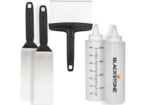 Blackstone Griddle accessory toolkit w/ 2 spatulas, 2 liquid dispensers, 1 chopper/scraper, 1 cook