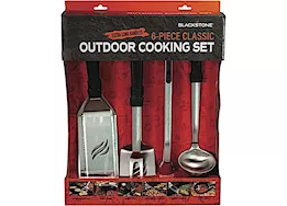 Blackstone 6-Piece Classic Outdoor Cooking Set with XL Handles - Spatulas, Tongs, Fork, & Ladle