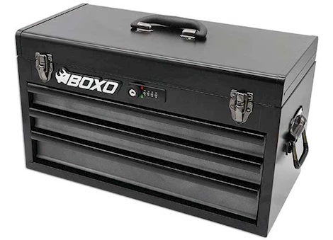 Boxo Tools 3-DRAWER PORTABLE STEEL TOOL BOX, BLACK