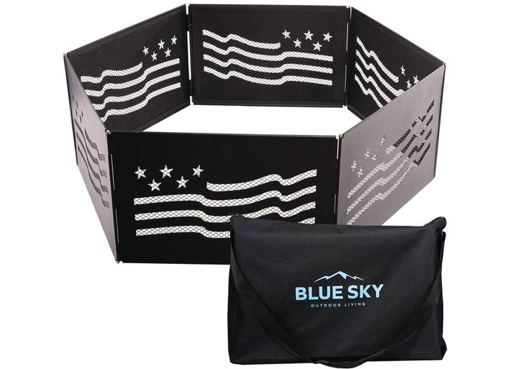 Blue Sky Outdoor Living Zion 36" x 12" Portable Folding Steel Fire Ring - Stars & Stripes Design Main Image