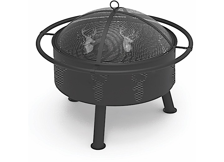 BLUE SKY OUTDOOR LIVING 29” ROUND BARREL WOOD FIRE PIT WITH STEEL RING