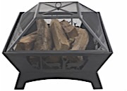 Blue Sky Outdoor Living 28” Square Wood Fire Pit with Decorative Steel Base