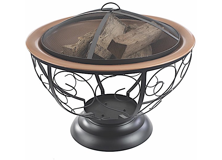 Blue Sky Outdoor Living 29” Round Wood Fire Pit with Porcelain Enameled Steel Fire Bowl Main Image