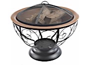 Blue Sky Outdoor Living 29” Round Wood Fire Pit with Porcelain Enameled Steel Fire Bowl