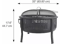 Blue Sky Outdoor Living 33” Round Barrel Wood Fire Pit with Decorative Steel Mesh Panels