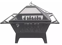 Blue Sky Outdoor Living 31” Square Wood Fire Pit with Decorative Steel Base
