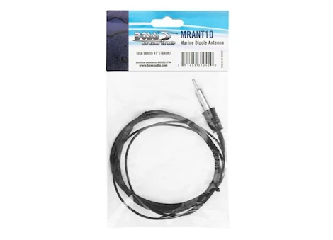 BOSS AUDIO SYSTEMS MRANT10 WEATHERPROOF MARINE DIPOLE HIDEAWAY ANTENNA, BLACK