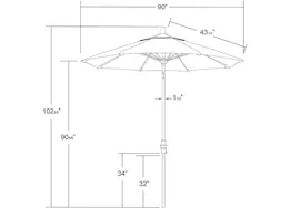 California Umbrella Sun Master Series 7.5 ft. Patio Umbrella - Forest Green Sunbrella / Bronze