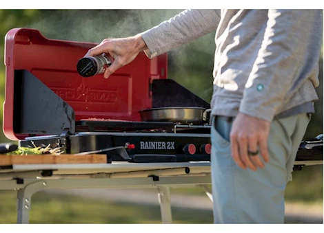 Camp Chef Mountain Series Rainier 2X Combo Two Burner Cooking System with Griddle & Carry Bag