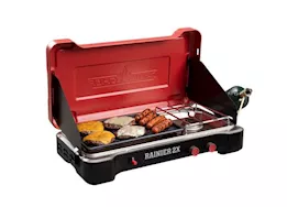 Camp Chef Mountain Series Rainier 2X Combo Two Burner Cooking System with Griddle & Carry Bag