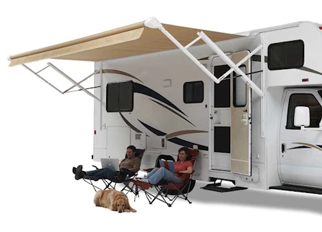 Carefree of Colorado Eclipse 12V Power Awning - 15 ft., Ocean Blue Stripe Vinyl, White Weatherguard Main Image