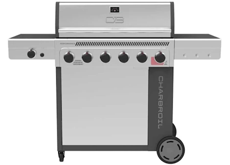 Charbroil PERFORMANCE SERIES FLAVORMAX 6 BURNER GAS GRILL CABINET W/SEAR BURNER AND SIDE BURNER GRAY STAINLESS