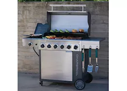Charbroil Performance series flavormax 6 burner gas grill cabinet w/sear burner and side burner gray stainless
