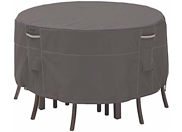 CLASSIC ACCESSORIES RAVENNA WATER-RESISTANT 60"D X 29"H PATIO TABLE & CHAIRS COVER - DARK TAUPE