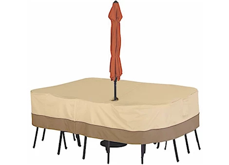 Classic Accessories Veranda Water-Resistant 88" Rectangle/Oval Patio Table/Chair Cover w/UmbrellaHole