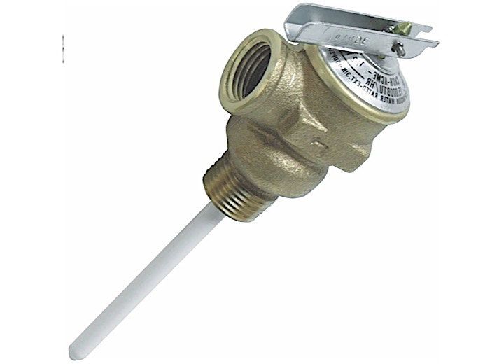Camco t & p valve 1/2in w/ 4in probe coated, 150psi, skpk Main Image