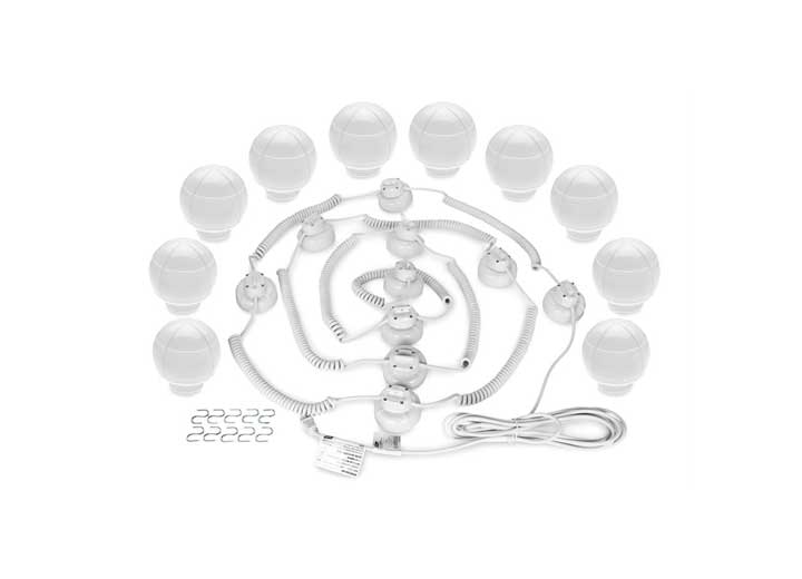 Camco Outdoor Globe Lights - 10 White Globes, White Cord Main Image