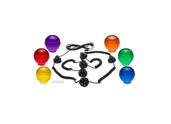 CAMCO OUTDOOR GLOBE LIGHTS - 6 MULTICOLOR GLOBES, BLACK CORD