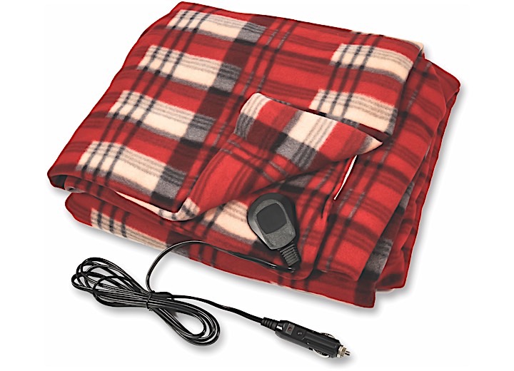 HEATED BLANKET, 12VOLT, 59IN X 43IN, RED/BLACK PLAID