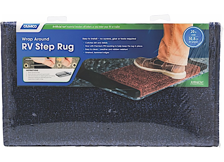 Camco Premium Wrap Around RV Step Artificial Turf Rug - 20