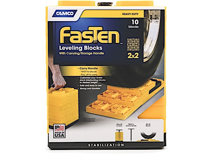 FASTEN LEVELING BLOCKS WITH T-HANDLE, 2X2, YELLOW 10 PACK