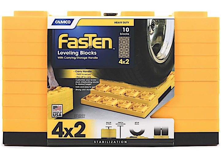 FASTEN LEVELING BLOCKS WITH T-HANDLE, 4X2, YELLOW 10 PACK